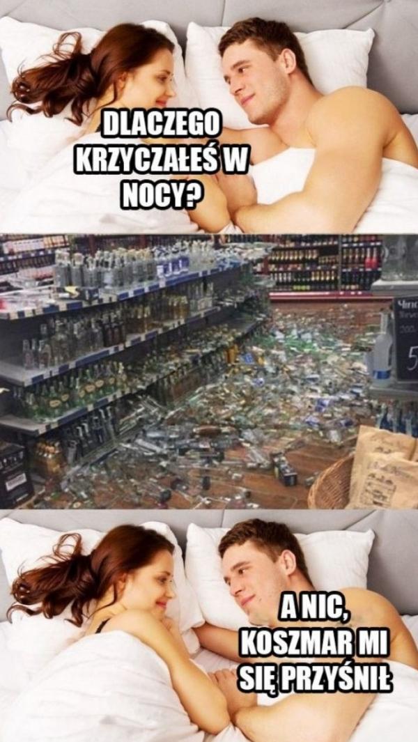 - Dlaczego krzyczałeś w nocy? - A, nic koszmar mi się