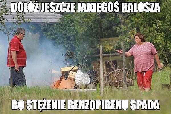 Dołóż jeszcze jakiego kalosza, bo stężenie benzopirenu