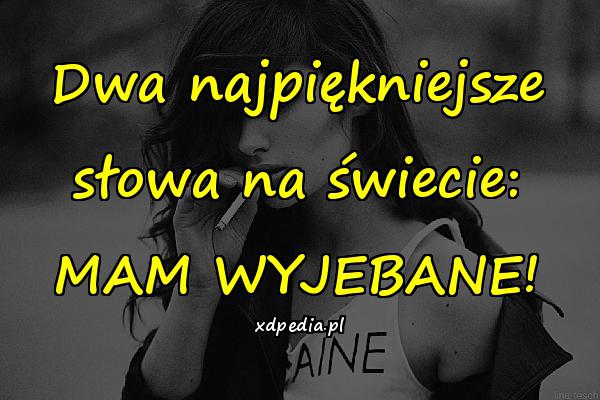 Dwa najpiękniejsze słowa na świecie: MAM WYJEBANE