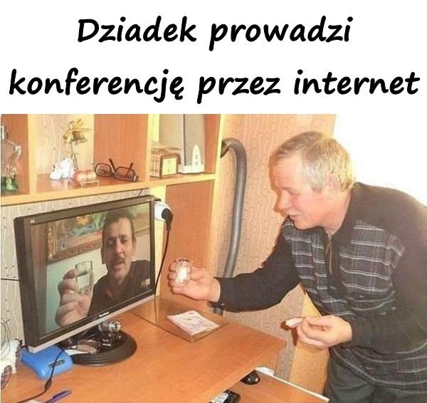 Dziadek prowadzi konferencję przez internet