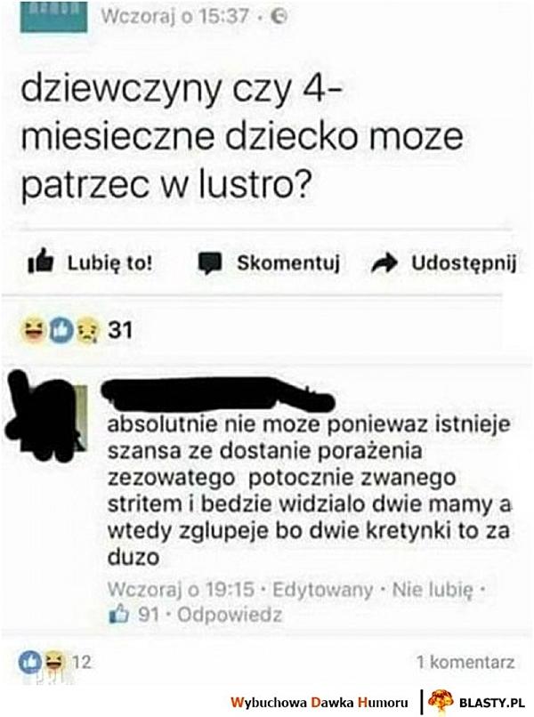 Dziewczyny czy 4 miesięczne dziecko może patrzeć w lustro