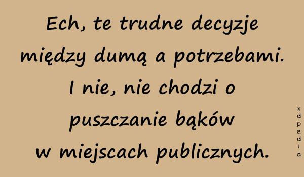 Ech, te trudne decyzje między dumą a potrzebami. I nie, nie