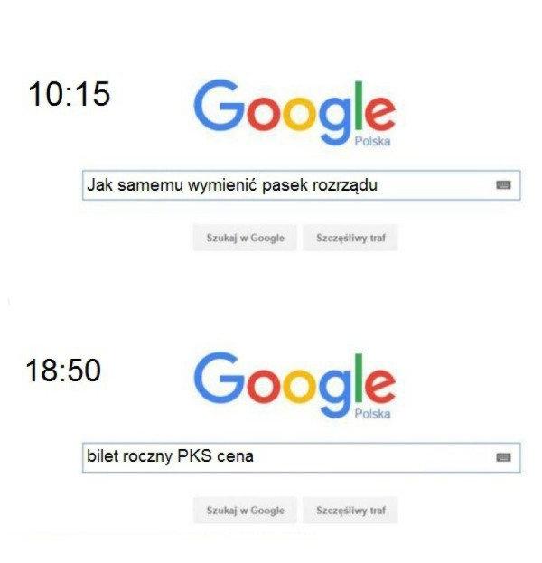 Google: Jak samemu wymienić pasek rozrządu? Google: Bilet