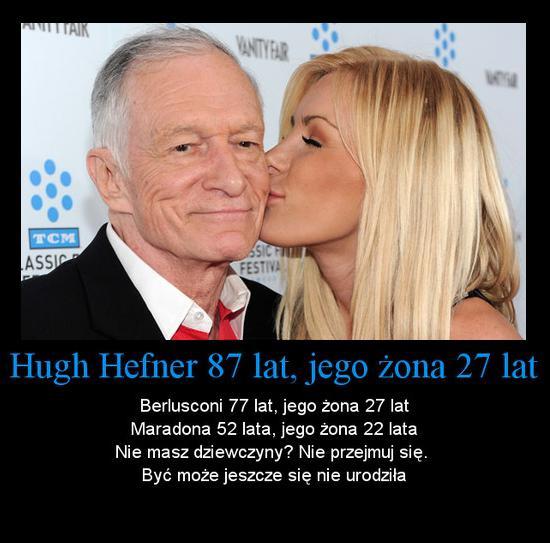 Hugh Hefner 87 lat, jego żona 27 lat, Berlusconi 77 lat