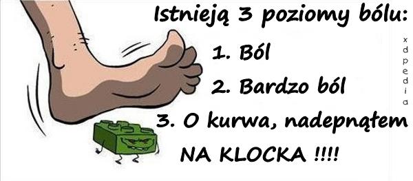 Istnieją 3 poziomy bólu: 1. Ból 2. Bardzo ból 3. O kurwa