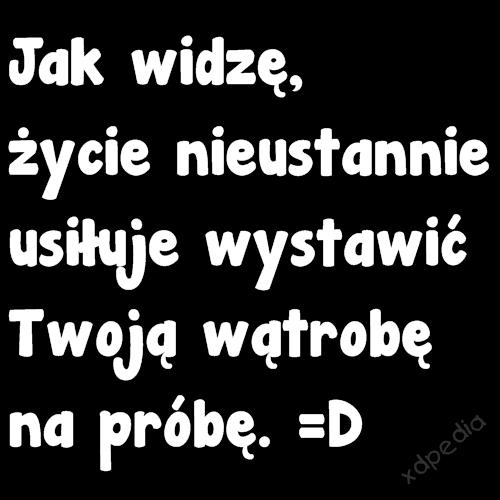 Jak widzę, życie nieustannie usiłuje wystawić Twoją wątrobę