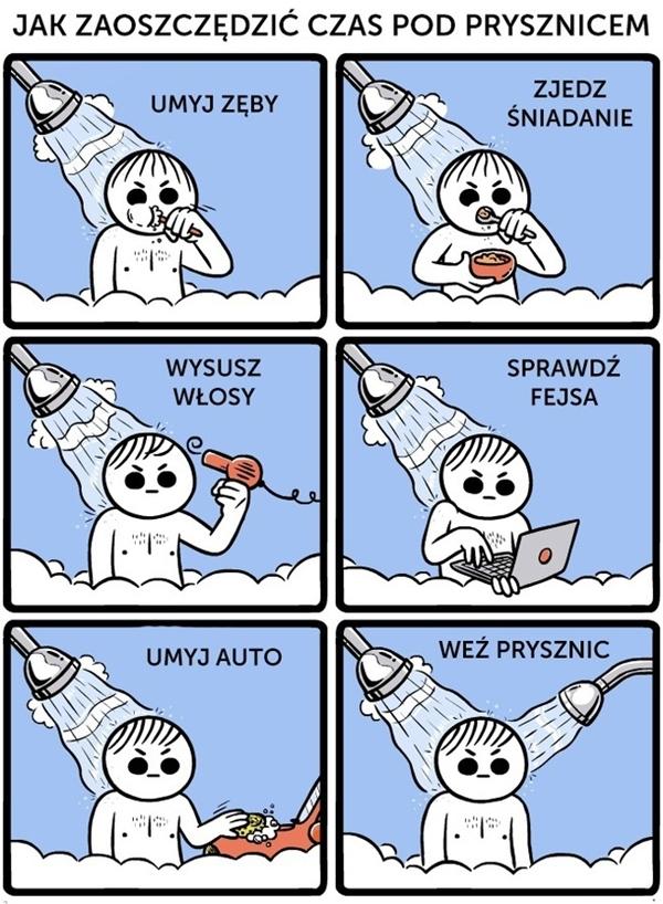 Jak zaoszczędzić czas pod prysznicem? Umyj zęby, zjedz