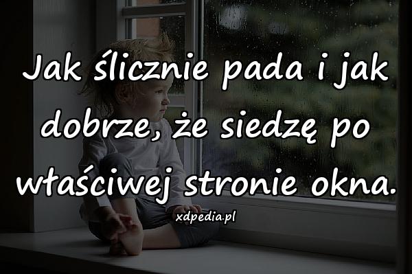 Jak ślicznie pada i jak dobrze, że siedzę po właściwej