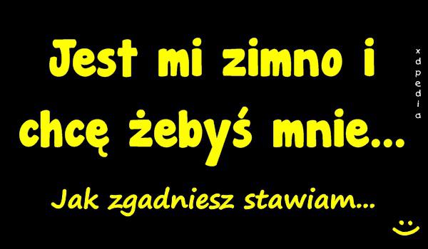 Jest mi zimno i chcę żebyś mnie... Jak zgadniesz stawiam