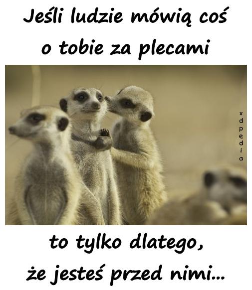 Jeśli ludzie mówią coś o tobie za plecami, to tylko