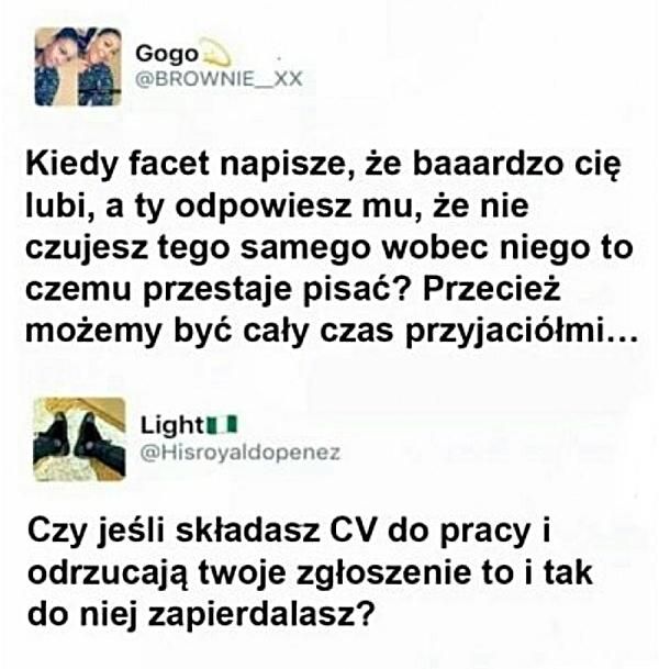 - Kiedy facet napisze, że bardzo cię lubi, a ty odpowiesz