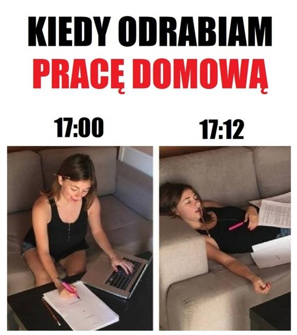 Kiedy odrabiam pracę domową