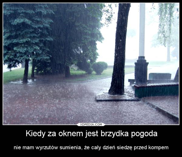 Kiedy za oknem jest brzydka pogoda nie mam wyrzutów