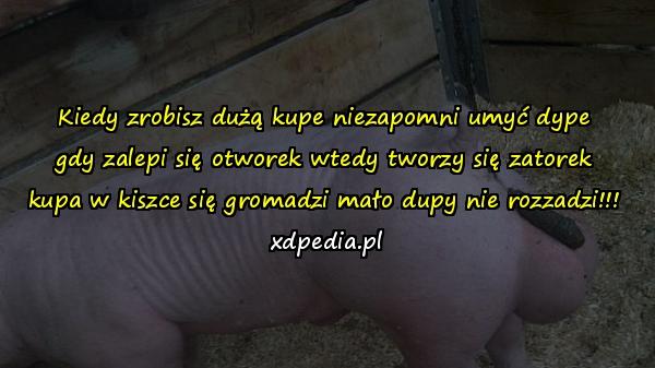 Kiedy zrobisz dużą kupe niezapomni umyć dype gdy zalepi się
