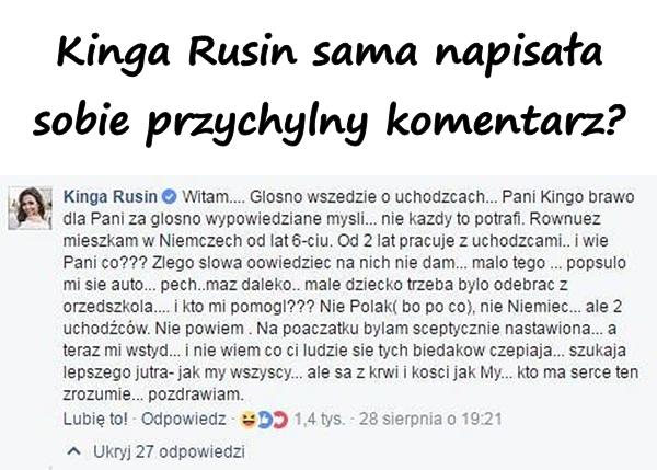 Kinga Rusin sama napisała sobie komentarz o uchodźcach