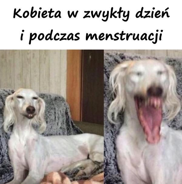 Kobieta w zwykły dzień i podczas menstruacji