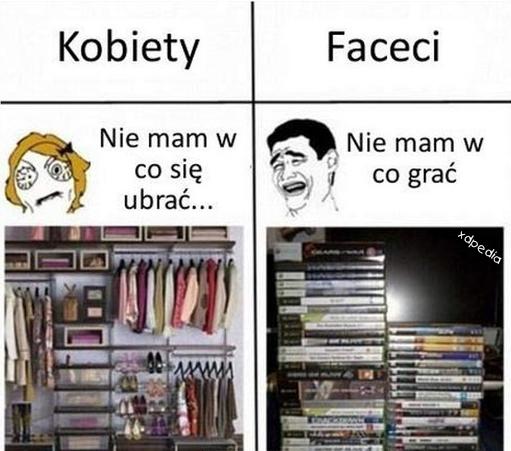 Kobiety: nie mam w co się ubrać... Faceci: nie mam w co