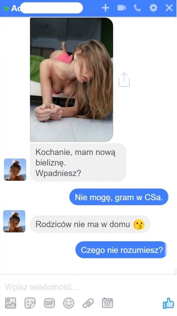 - Kochanie mam nową bieliznę. Wpadniesz? - Nie mogę, gram w