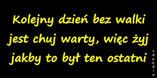 Kolejny dzień bez walki jest chuj warty, więc żyj jakby to