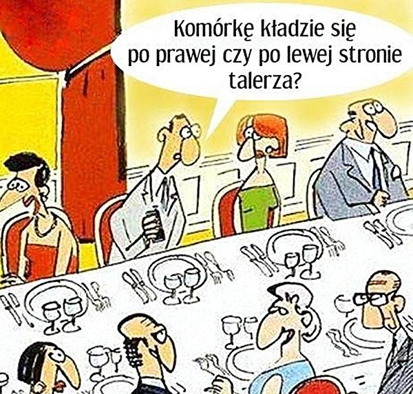 Komórkę kładzie się po prawej czy po lewej stronie talerza