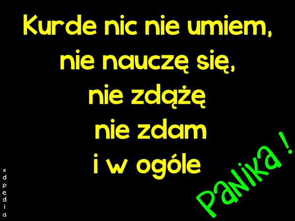 Kurde nic nie umiem, nie nauczę się, nie zdążę nie zdam i w