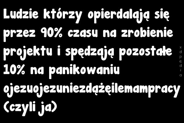 Ludzie którzy opierdalają się przez 90% czasu na zrobienie