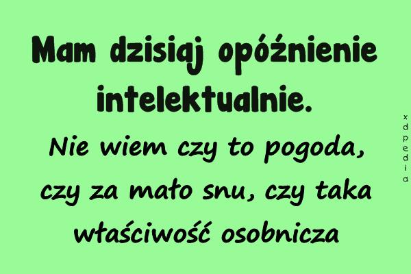 Mam dzisiaj opóźnienie intelektualnie. Nie wiem czy to