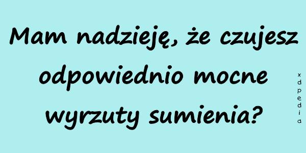 Mam nadzieję, że czujesz odpowiednio mocne wyrzuty sumienia