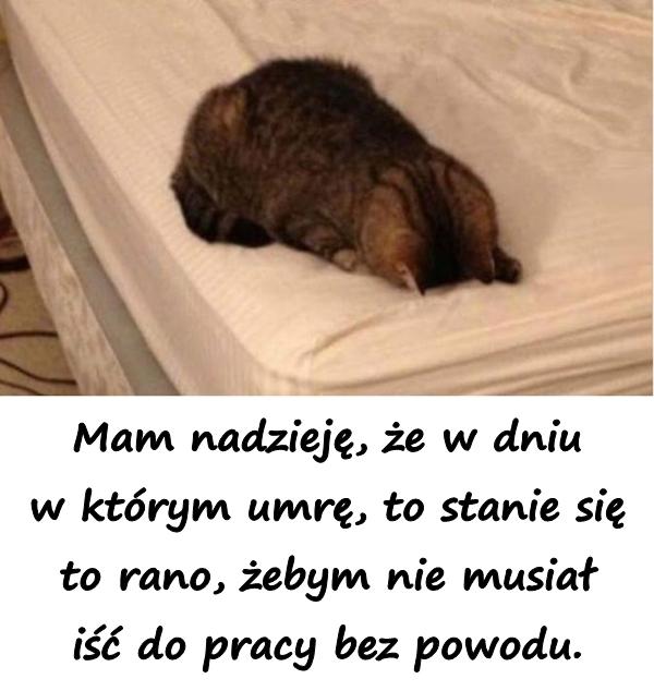 Mam nadzieję, że w dniu w którym umrę, to stanie się to