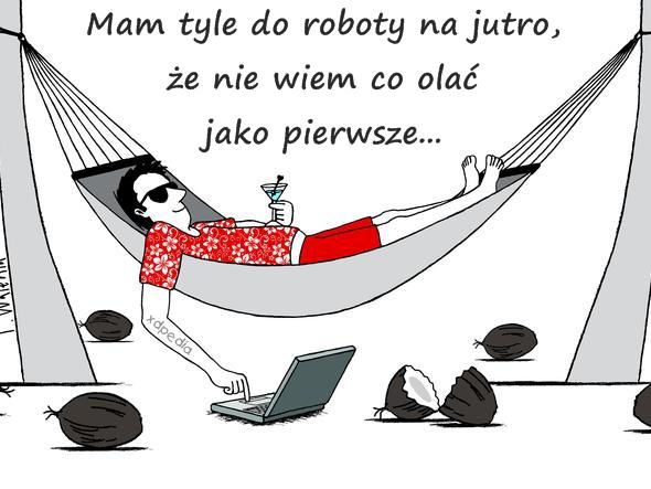 Mam tyle do roboty na jutro, że nie wiem co olać jako