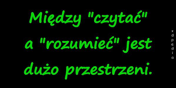 Między czytać a rozumieć jest dużo przestrzeni