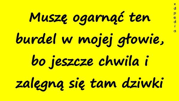 Muszę ogarnąć ten burdel w mojej głowie, bo jeszcze chwila