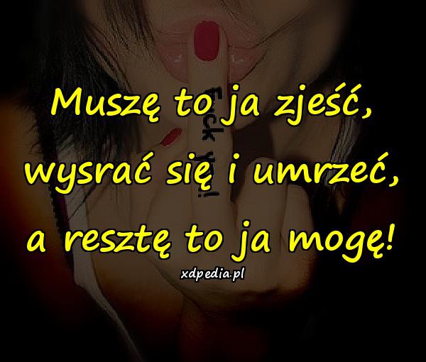 Muszę to ja zjeść, wysrać się i umrzeć, a resztę to ja mogę