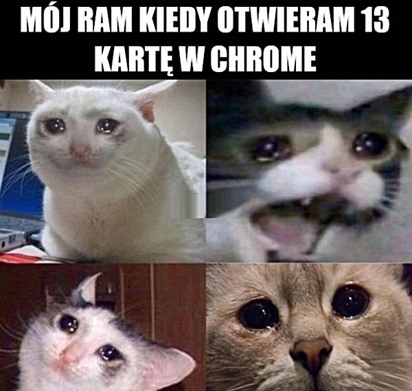 Mój ram kiedy otwieram 13 kartę w chromie