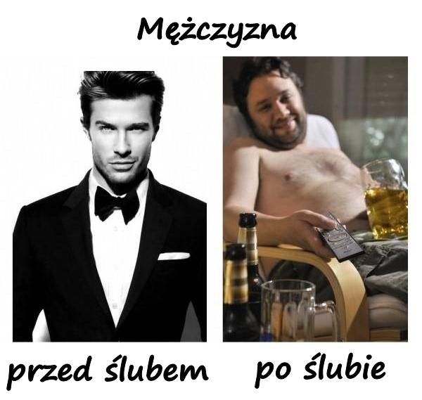 Mężczyzna przed ślubem i po ślubie