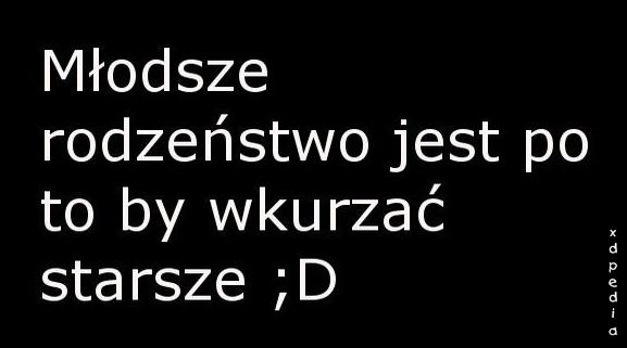 Młodsze rodzeństwo jest po to by wkurzać starsze ;D