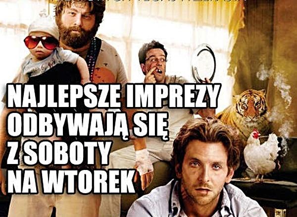 Najlepsze imprezy odbywają się z soboty na wtorek