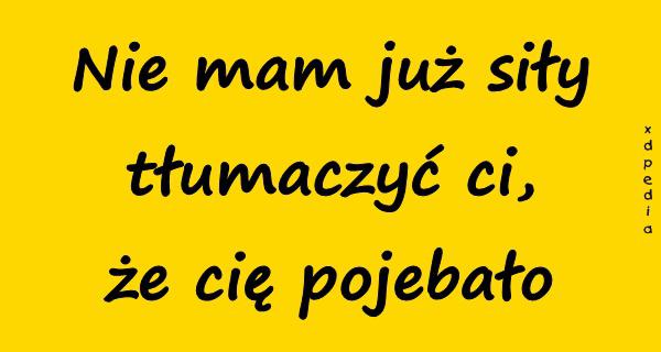 Nie mam już siły tłumaczyć ci, że cię pojjebało