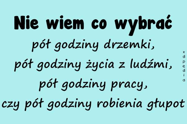 Nie wiem co wybrać pół godziny drzemki, pół godziny życia z