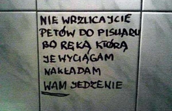 Nie wrzucajcie petów do pisuaru, bo ręką którą je wyciągam