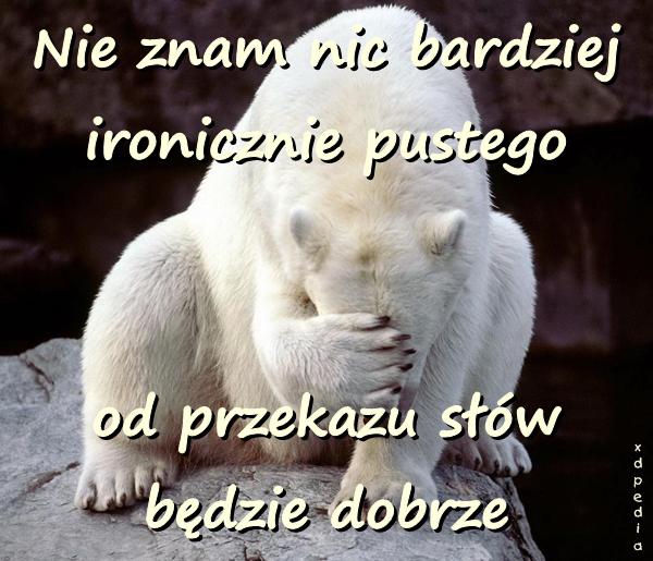 Nie znam nic bardziej ironicznie pustego od przekazu słów
