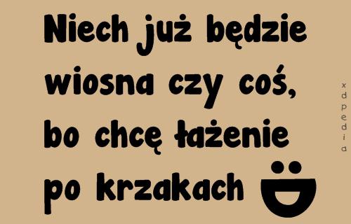 Niech już będzie wiosna czy coś, bo chcę łażenie po