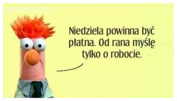 Niedziela powinna być płatna.\nOd rana myślę o robocie