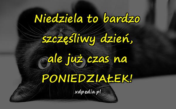 Niedziela to bardzo szczęśliwy dzień, ale już czas na