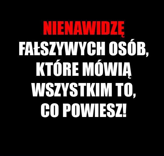 Nienawidzę fałszywych osób, które mówią wszystkim, to co