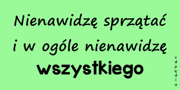 Nienawidzę sprzątać i w ogóle nienawidzę wszystkiego