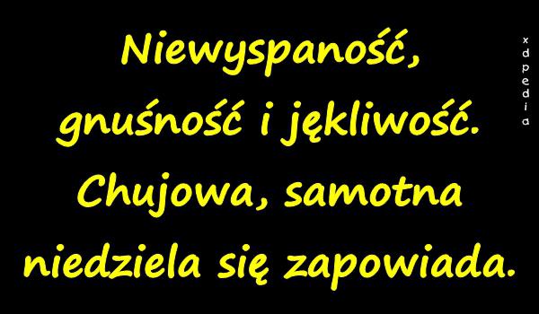 Niewyspaność, gnuśność i jękliwość. Chujowa, samotna