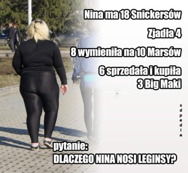 Nina ma 18 Snickersów, zjadła 4, 8 wymieniła na 10 Marsów