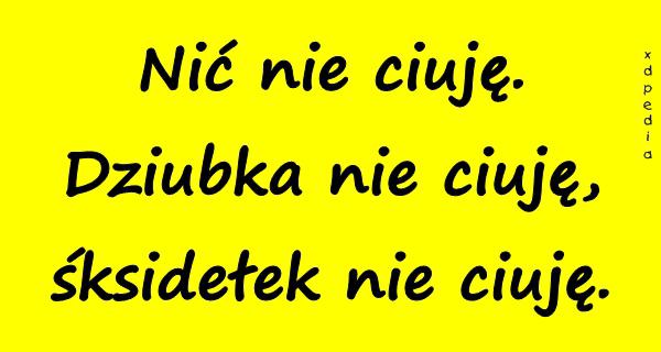 Nić nie ciuję. Dziubka nie ciuję, śksidełek nie ciuję