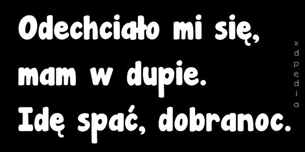 Odechciało mi się, mam w dupie. Idę spać, dobranoc